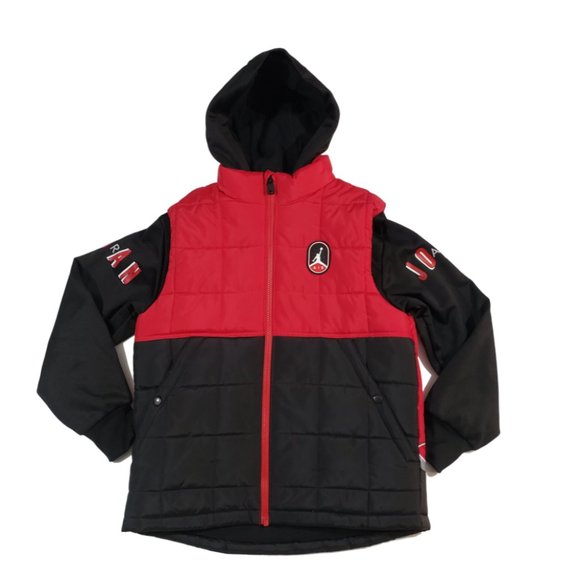 Nike Jordan Boys'  2Fer Puffer Jacket 95B659-023 - Picture 1 of 10
